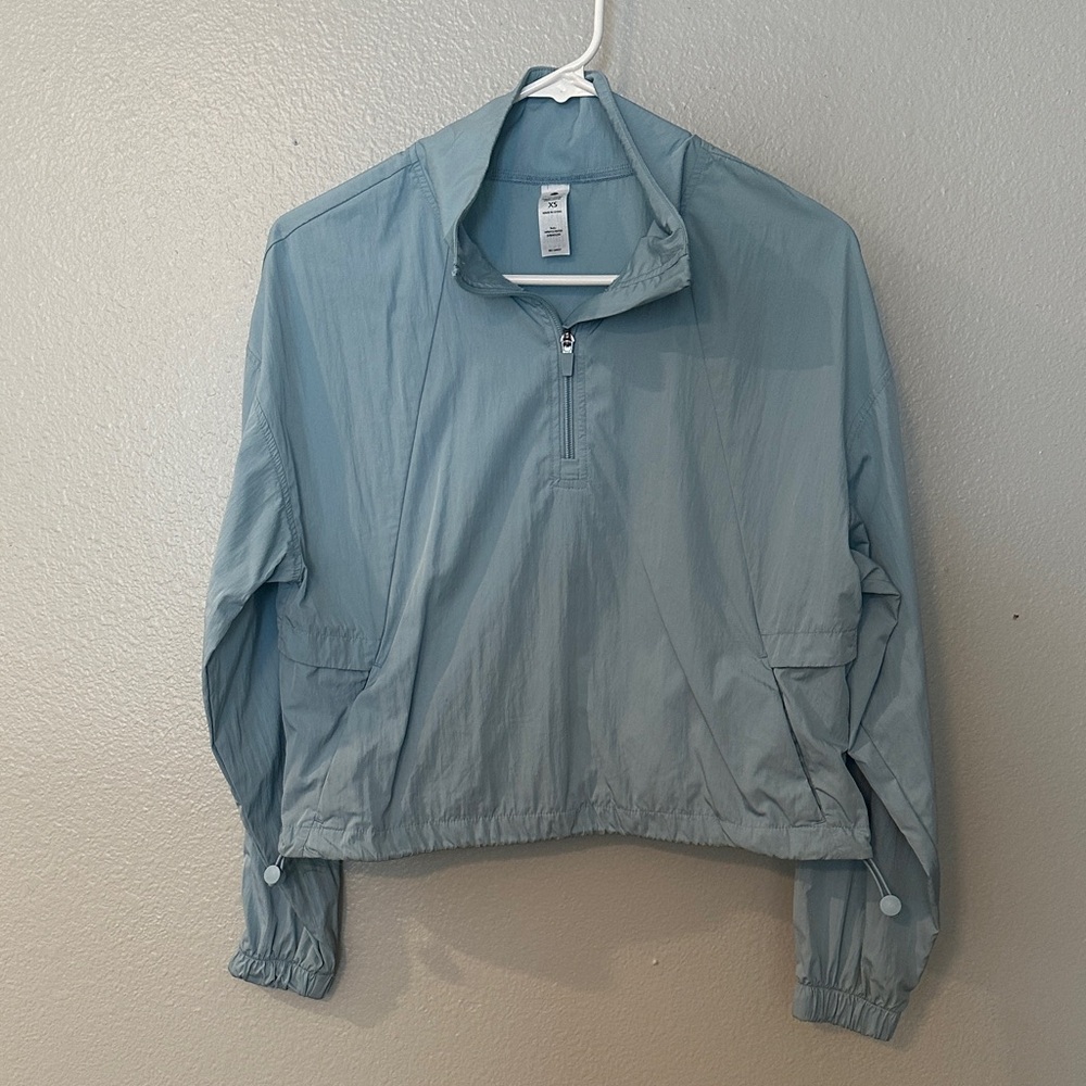 Yogalicious Light Blue Cropped Half-zip Windbreaker